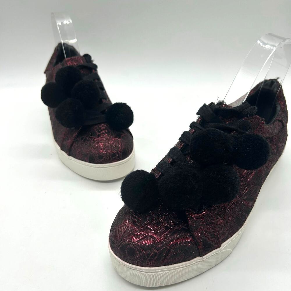 Circus by Sam Edelman Velvet Pom Pom Sneakers Purple Lace Up Women 7.5‎